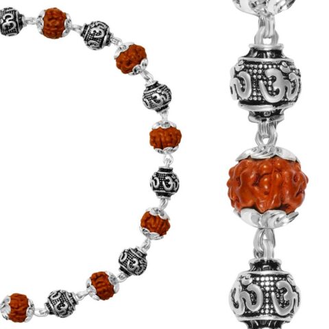 Fully Handmade Real Silver Rudraksh Bracelet Rakhi For Men